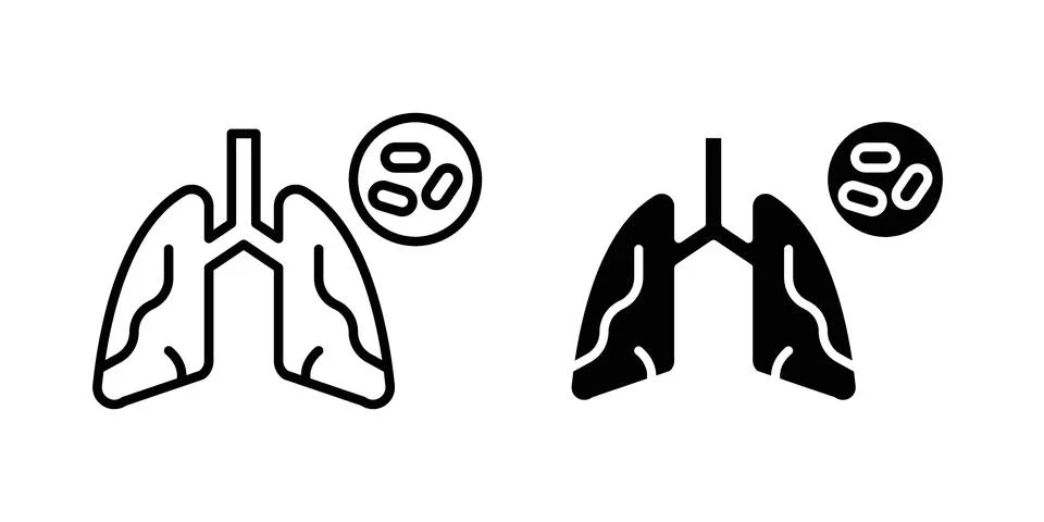Tuberculosis TB icon linear versions pack on white background Illustrazione stock