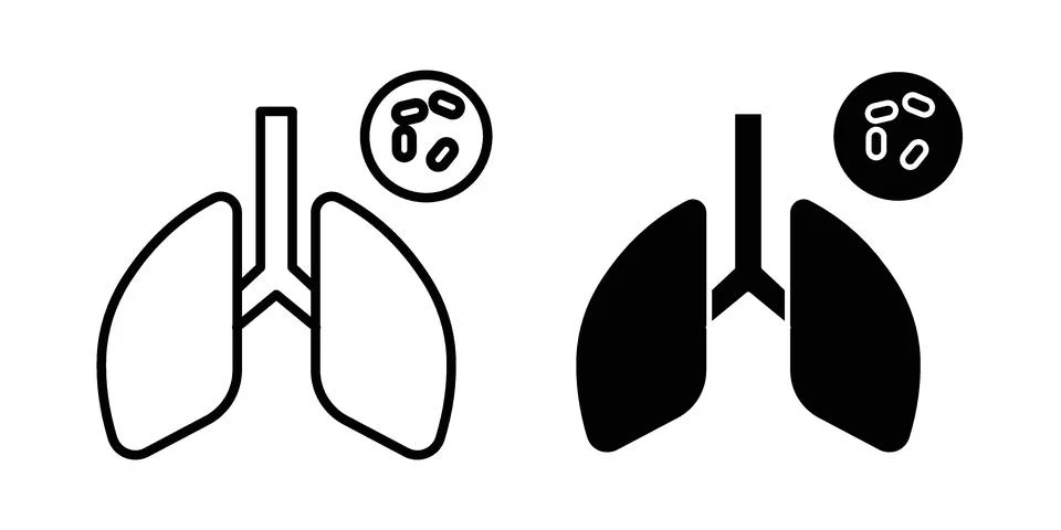 Tuberculosis TB icon set modern line and solid style collection. Stock Illustration