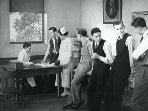 Tuberculosis test is conducted for students in high school - 1937 Stock Footage 97573114