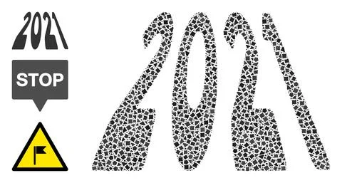 Tuberous 2021 Perspective Digits Icon Collage 스톡 일러스트