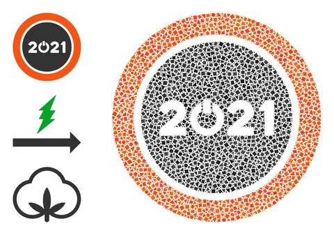 Tuberous Start 2021 Round Button Icon Collage Illustrazione stock