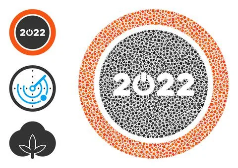 Tuberous Start 2022 Round Button Icon Mosaic Illustrazione stock