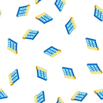 Tubes with analysis or vaccine isometric icon seamless pattern Stock Illustration