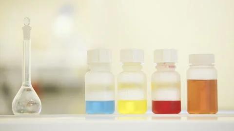Tubes and beakers in a laboratory Stock Footage 53238379