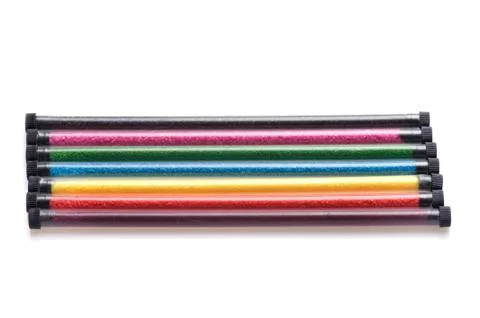 Tubes with colored sand for creativity Stock Photos