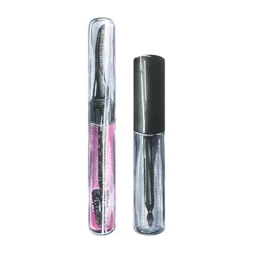 Tubes with gel for eyelashes and eyebrows with comb and brush pink and Stock Illustration