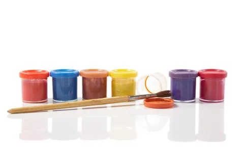 Tubes with a paint on  white background Stock Photos