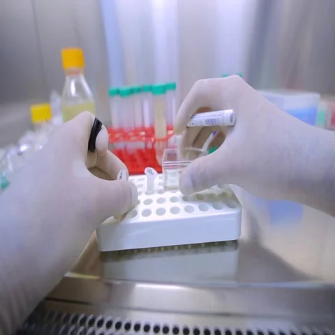 Tubes with reagents in laboratory Stock Footage 69704317