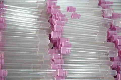 Tubes used to collect samples of stool test. Stock Photos