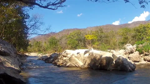 Tubing on a mountain river2 Stock Footage 49700669