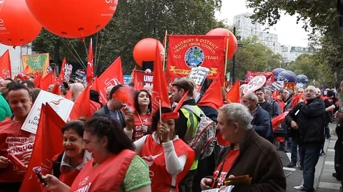 TUC Austerity March October 2014 london Video stock 105790615