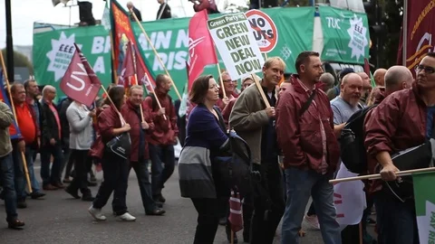 TUC march oct 2014 CWU3 Video stock 105795439