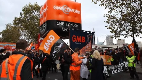 TUC march oct 2014 GMB trade union Video stock 105795464