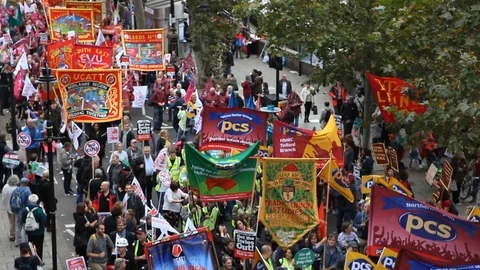 TUC march oct 2014 PCS2 Video stock 105795481