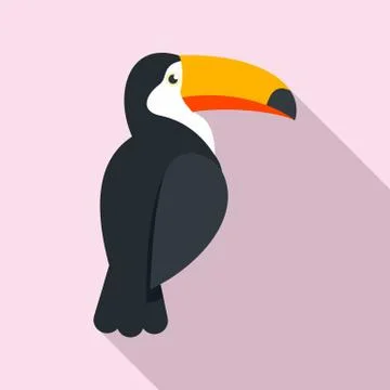 Tucan icon, flat style Stock Illustration