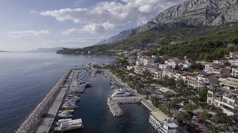 Tucepi aerial view Stock Footage