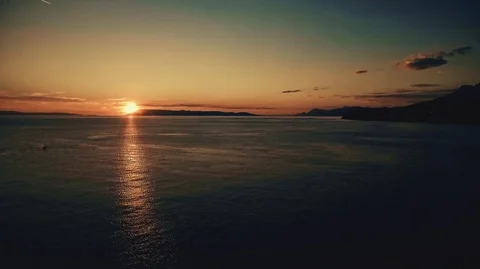 Tucepi sunset aerial Stock Footage 71609350