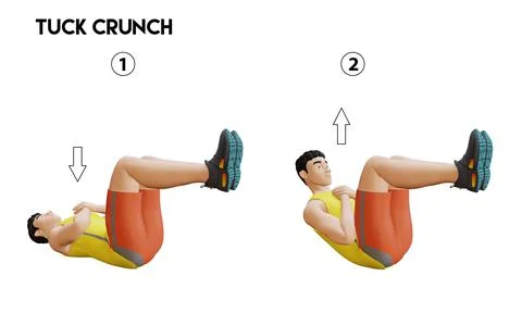 Tuck-Crunch exercise guidance Stock Illustration