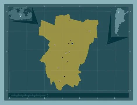 Tucuman, Argentina. Solid color shape. Locations of major cities of the regio Stock Illustration