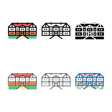 Tudor house color forms icon vector Ilustración de archivo