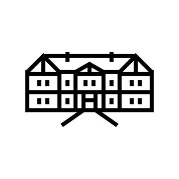 Tudor house line icon vector illustration Illustrazione stock