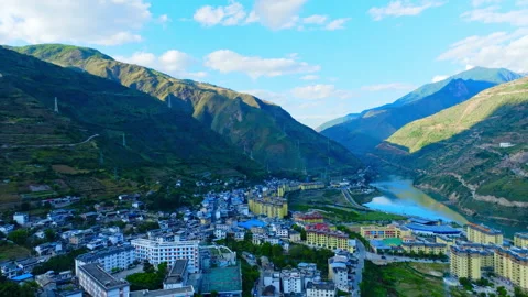 Tuee Township Lanping County Nujiang Yunnan Scenic 4K Aerial Landscape Stock Footage 320520909