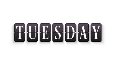 Tuesday Flip Clock Animation Modern Day Indicator for Calendar or Schedule Video stock 320149346