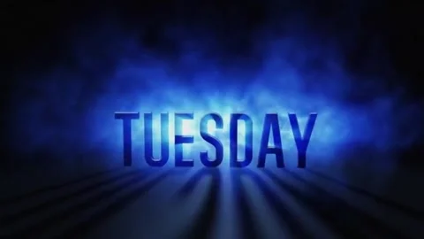 Tuesday glowing text with blue mist motion. Stock Footage 335708535