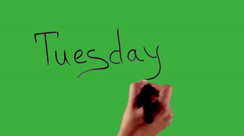Tuesday - Hand writing on green screen Vídeos de archivo 33784059