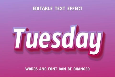 Tuesday text - editable gradient text effect Stock Illustration
