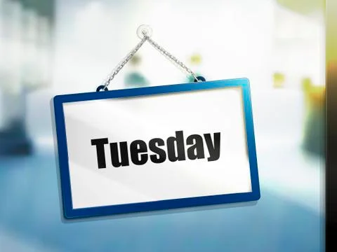 Tuesday text sign Stock Illustration
