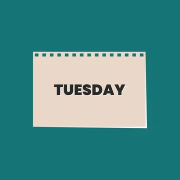 Tuesday Typography text on calendar background Stock Illustration