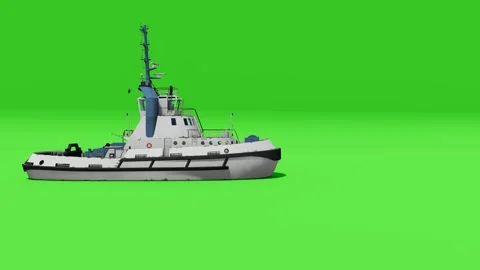 Tug 3d rendered on green background Stock Footage 295904188