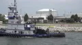 Tug Boat And Barg At Seaport 4k or 4k+ Resolution