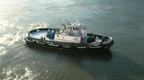 Tug Boat  From Deck Stock Footage 38131286
