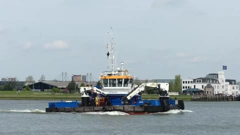 Tug boat moving on river 動画素材 273971761