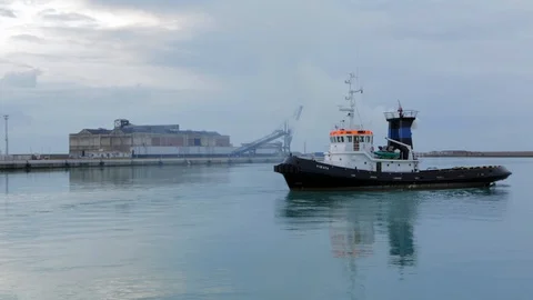 Tug boat operating Stock Footage 108635218