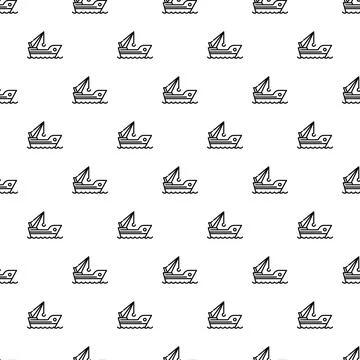 Tug boat pattern moving across water surface Stock Illustration