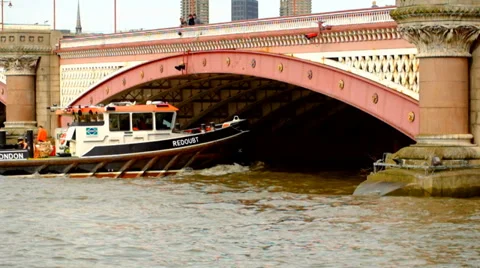 Tug Boat pulling barge under bridge (1) Stock Footage 36607738