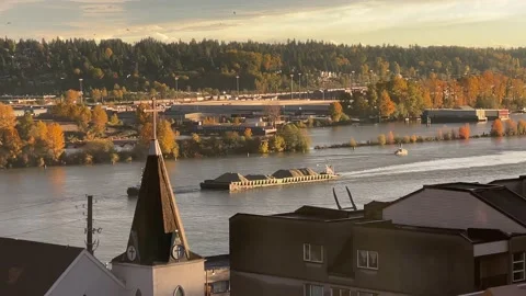 Tug Boat Working The Fraser River Stock Footage 165357101