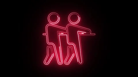 Tug Icon Isolated on Black Background, Neon Team Line Motion Graphic Animat.. Video stock 327667442