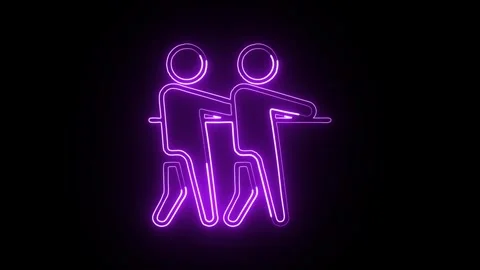 Tug Icon Isolated on Black Background, Neon Team Line Motion Graphic Animat.. Vídeo Stock 327667448