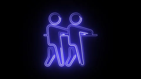 Tug Icon Isolated on Black Background, Neon Team Line Motion Graphic Animat.. Stock-Footage 327667458
