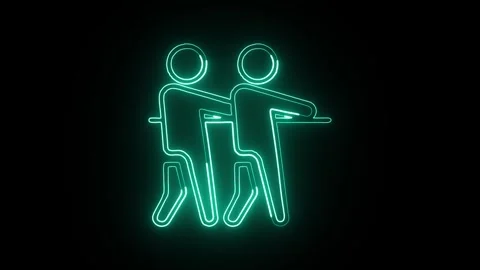 Tug Icon Isolated on Black Background, Neon Team Line Motion Graphic Animat.. Video stock 327667465