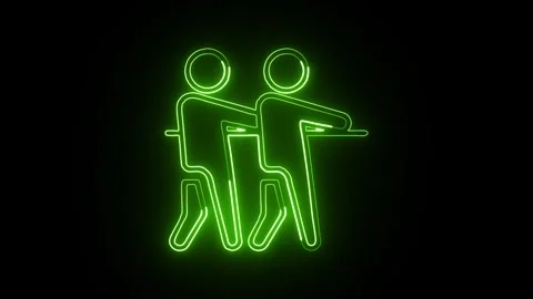 Tug Icon Isolated on Black Background, Neon Team Line Motion Graphic Animat.. Video stock 327667469