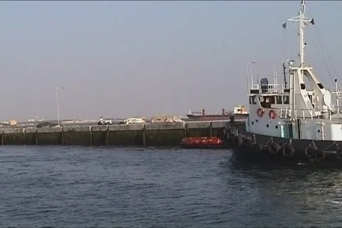 Tug ship arriving Stock Footage 109617