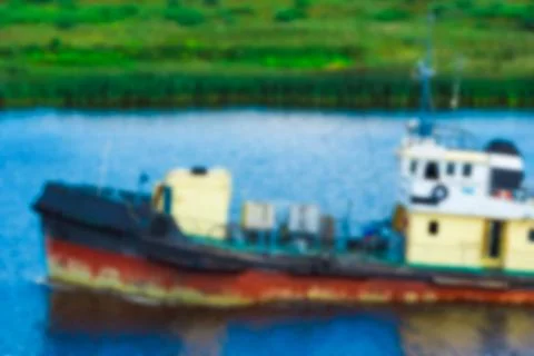 Tug ship - blurred image 写真素材