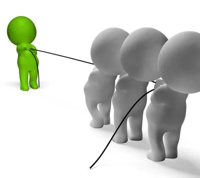 Tug of war 3d characters shows strength and adversity Stock Illustration
