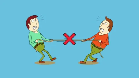 Tug of war animation which is likened to the business world Stock Footage 279135833