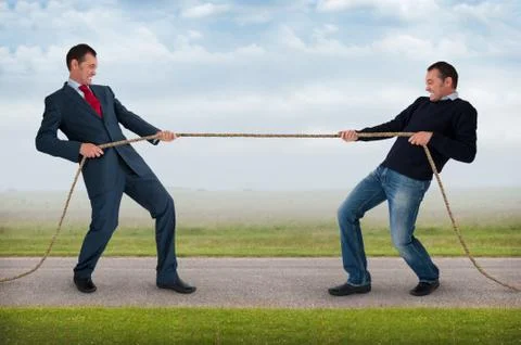 Tug of war between the same man Foto stock